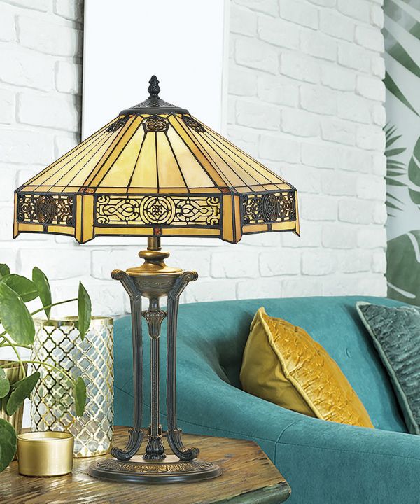 lampe à poser Tiffany classique beige marron mytiffany